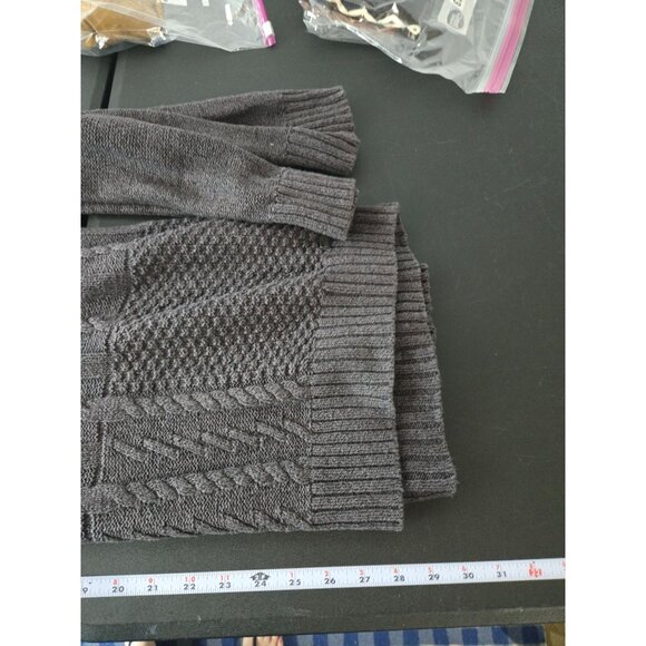 Buckle Black Mens Athletic Fit 1/4 Button Sweater Large Fisherman Henley Cable - Picture 9 of 11